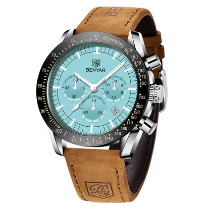 HOTBENYAR Watch for Men Analog Quartz Chronograph Waterproof Luminous Designer Mens Wrist Watches Business Work Sport Casual Dress Watch with Silicone Strap Elegant Gifts for Men