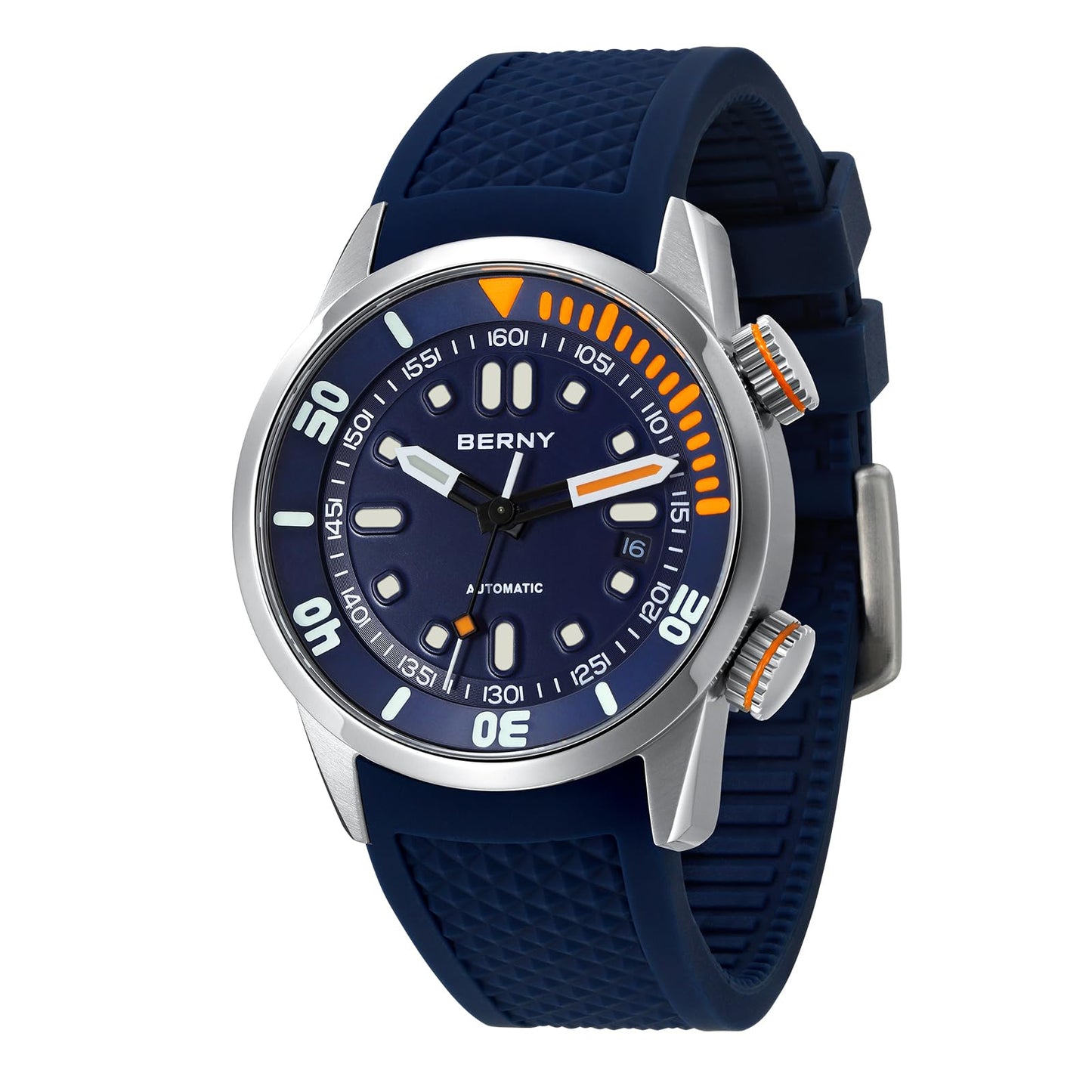 HOTBERNY Men's Dive Watch, Fashion Mechanical Automatic Watches for Men, 20AMT Waterproof Male Wrist Watch, Super Luminous Sapphire Glass Comfortable Silicone Watch Band Luxury Birthday Presents