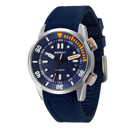 HOTBERNY Men's Dive Watch, Fashion Mechanical Automatic Watches for Men, 20AMT Waterproof Male Wrist Watch, Super Luminous Sapphire Glass Comfortable Silicone Watch Band Luxury Birthday Presents