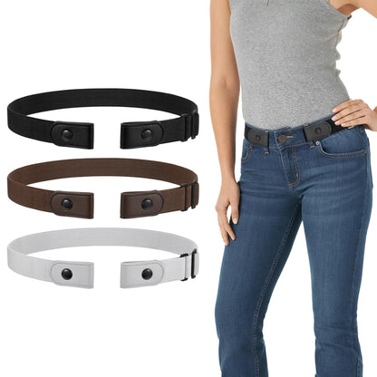 HOTWERFORU 3 Pack 4 Pack No Buckle Invisible Stretch Belt Buckle-Free Elastic Belt for Women and Men