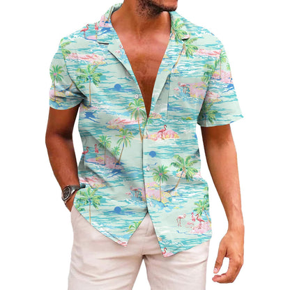 HOTKYKU Funky Hawaiian Shirt for Men Palm Beach Shirts Tropical Vacation Clothes