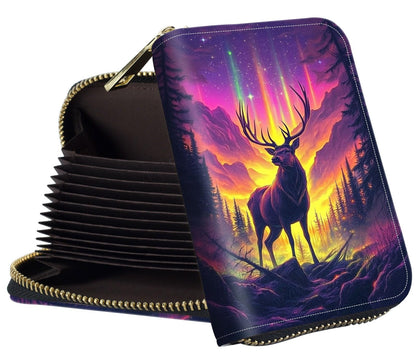 HOTWomens Card Wallet with Zipper, RFID Blocking Small Credit Card Holder Case, PU Leather Accordion Card Wallet for Women, Compact Travel ID & Cash Organizer, Camouflage With Oak