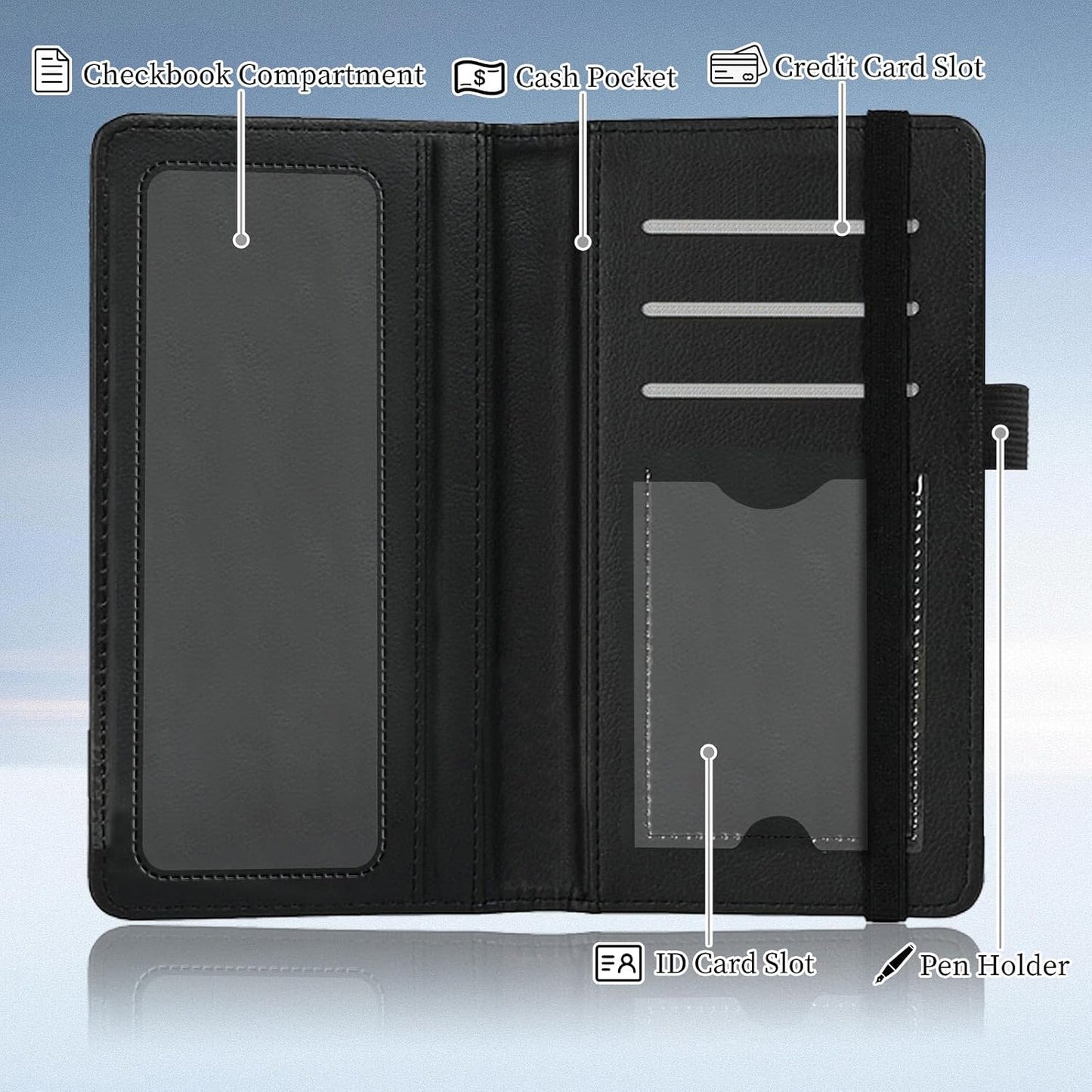 HOTCheckbook Cover for Duplicate Checks,Slim Durable RFID Blocking Checkbook Credit Card Holder for Personal and Business Checks-Cute Dog Paws