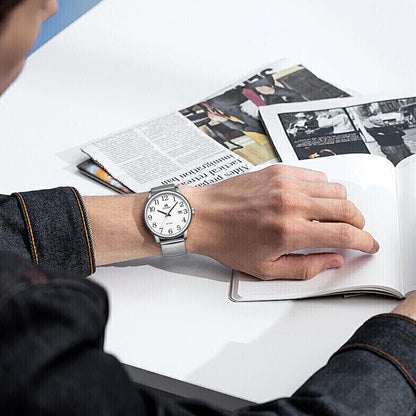 HOTLN LENQIN Mens Watches Stainless Steel Analog Quartz Watch for Men Easy Reader 38 mm Fashion Business Waterproof Men's Wrist Watches with Date and Expansion Band
