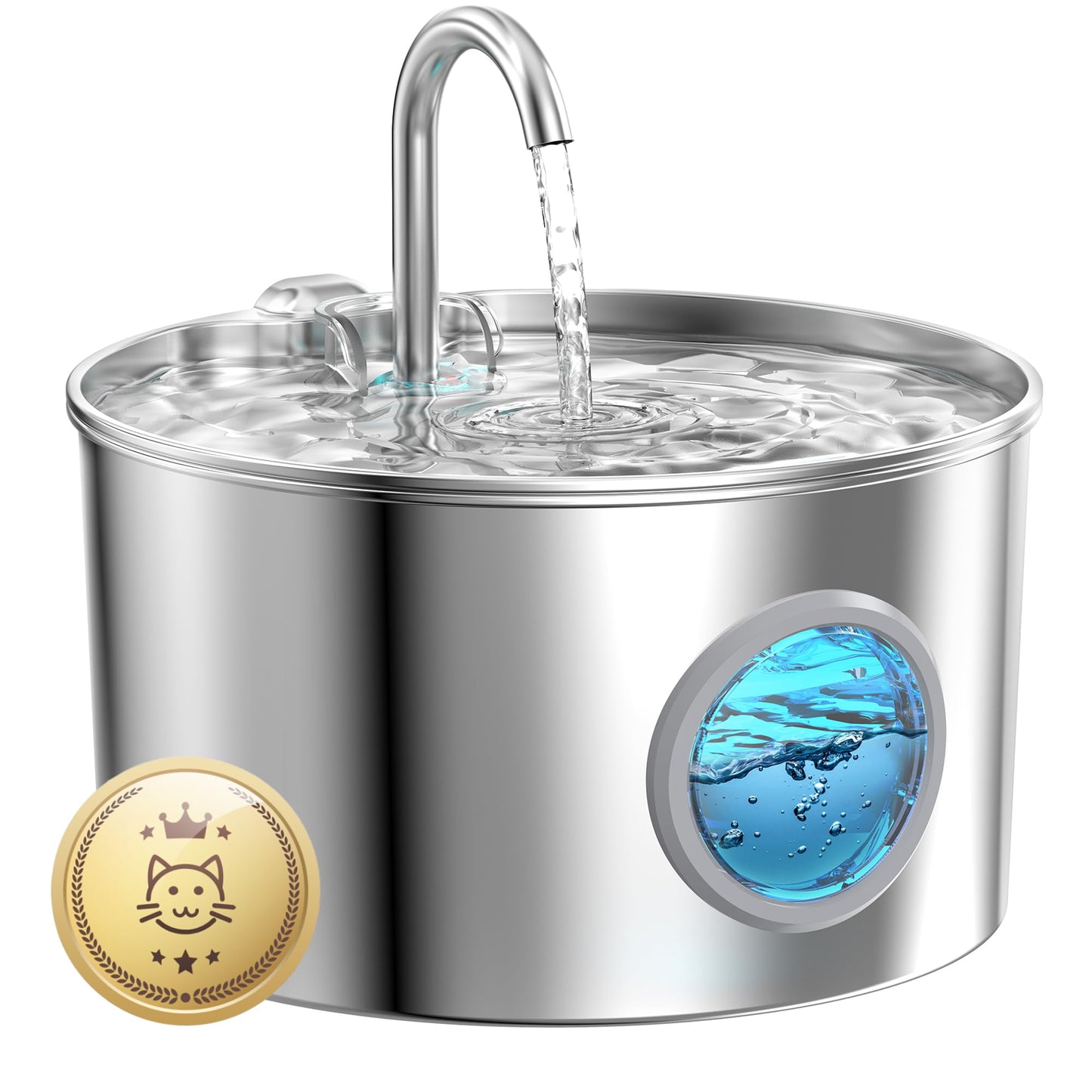 HOTCat Water Fountain Stainless Steel: 74oz/2.2L Cat Fountain for Drinking - Pet Water Fountain for Cats Inside - Quiet Cats Water Bowl Dispenser - Kitty Drinking Fountains - for Pets& Small Animals