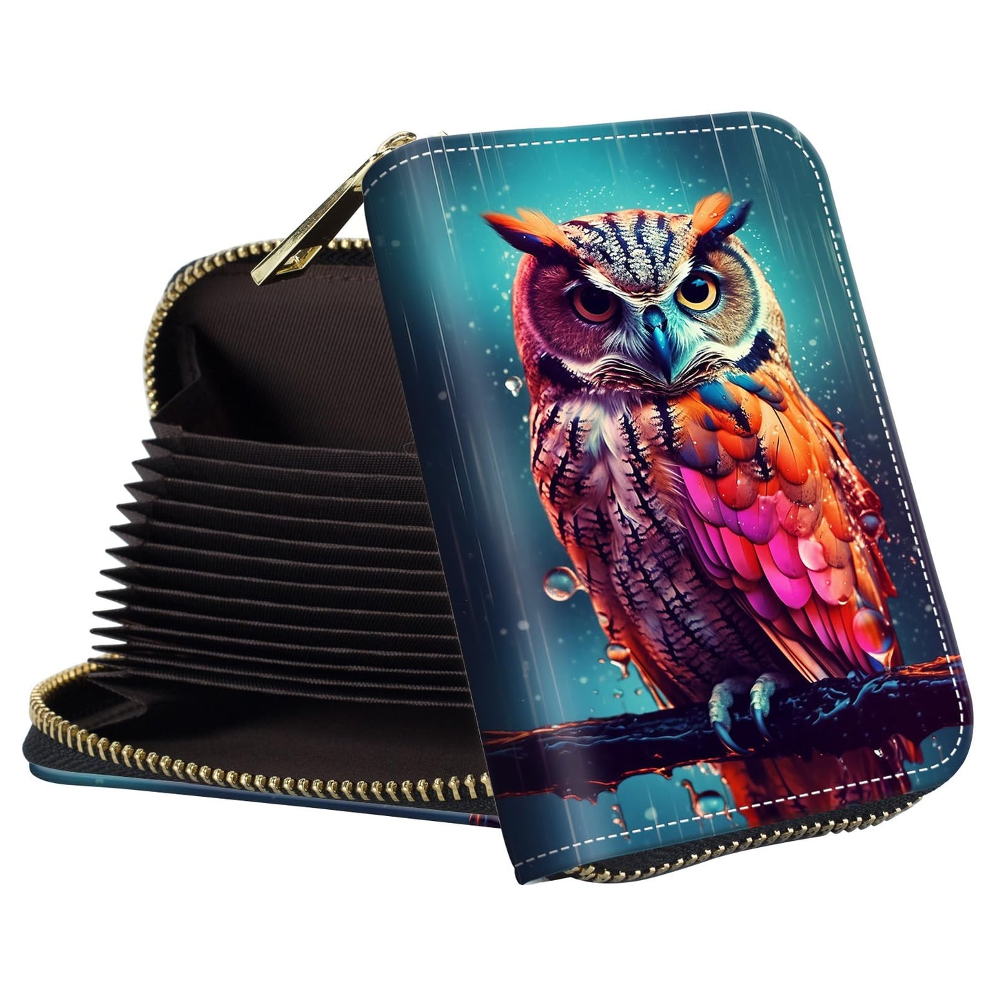 HOTSmall Wallet for Women Credit Card Holder,RFID Leather Business Card Case Wallet with Zipper Design for Women Men Gifts-Butterflies and Elephants