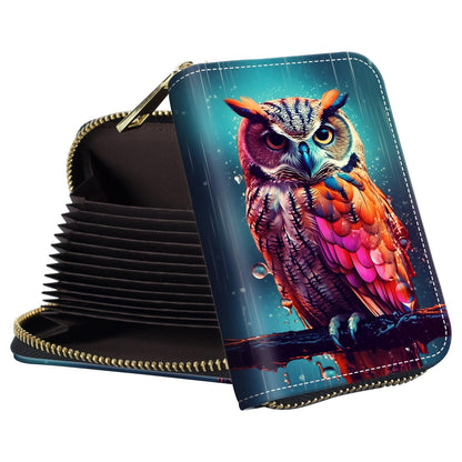 HOTSmall Wallet for Women Credit Card Holder,RFID Leather Business Card Case Wallet with Zipper Design for Women Men Gifts-Butterflies and Elephants