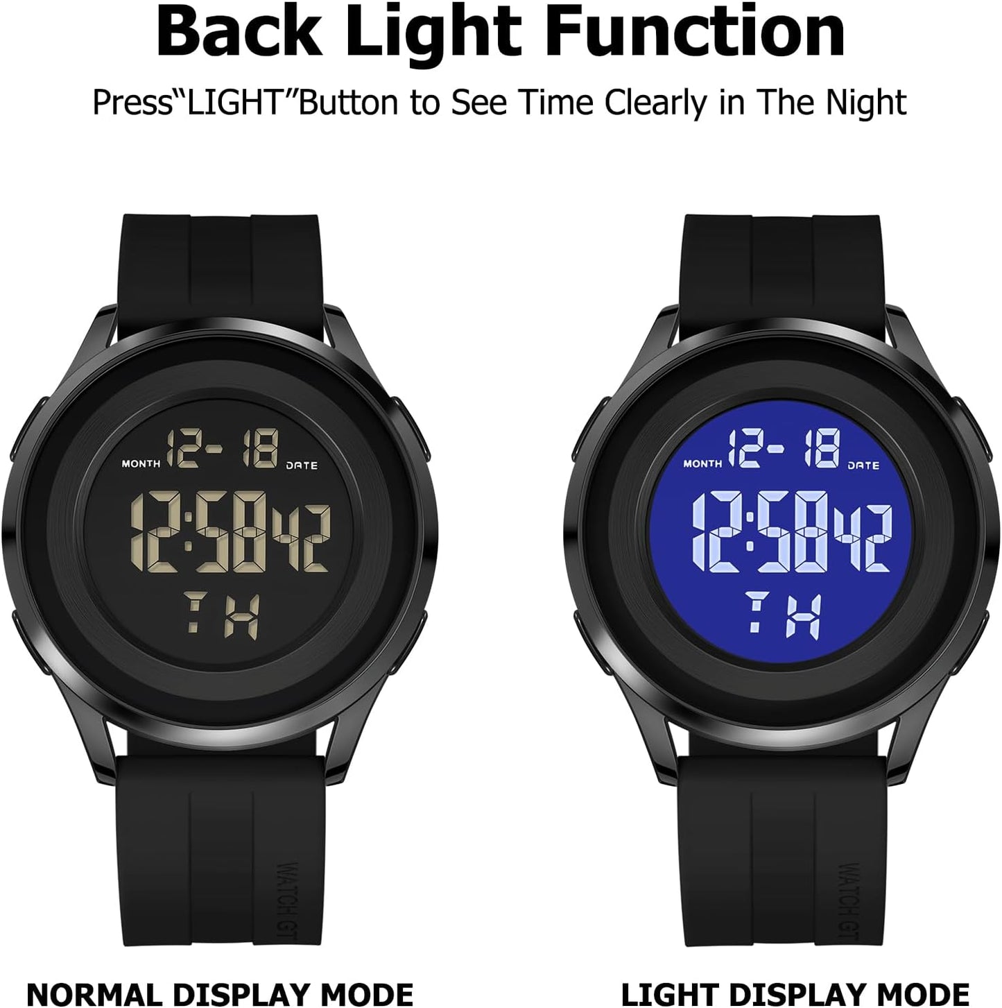 HOTCOSSINIGE Mens Digital Waterproof Military Watch for Men Black Dive Tactical Sports Minimalist Ultra-Thin Wrist Watch