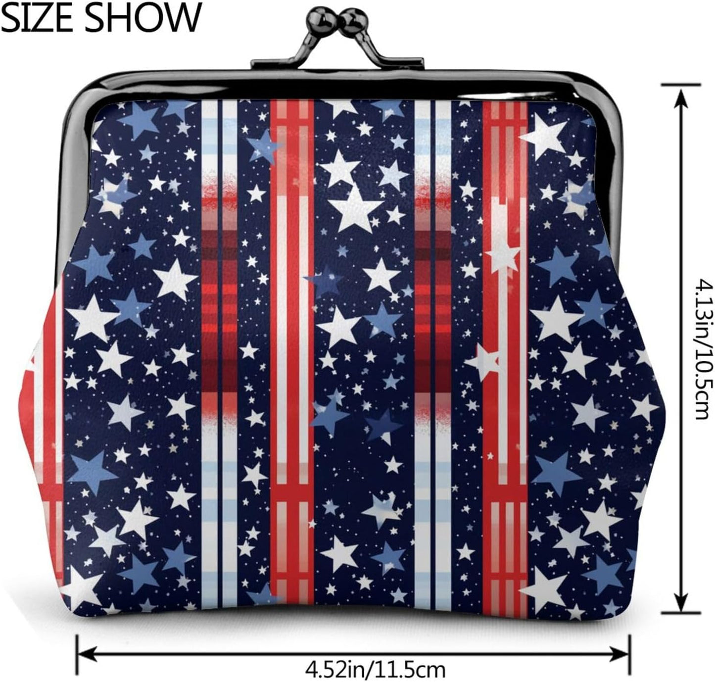 HOTRed White Blue Stars and Stripes American Flag Leather Coin Purse Compact Pouch Card Holder Wallet for Women Daily Use Travel Gifts