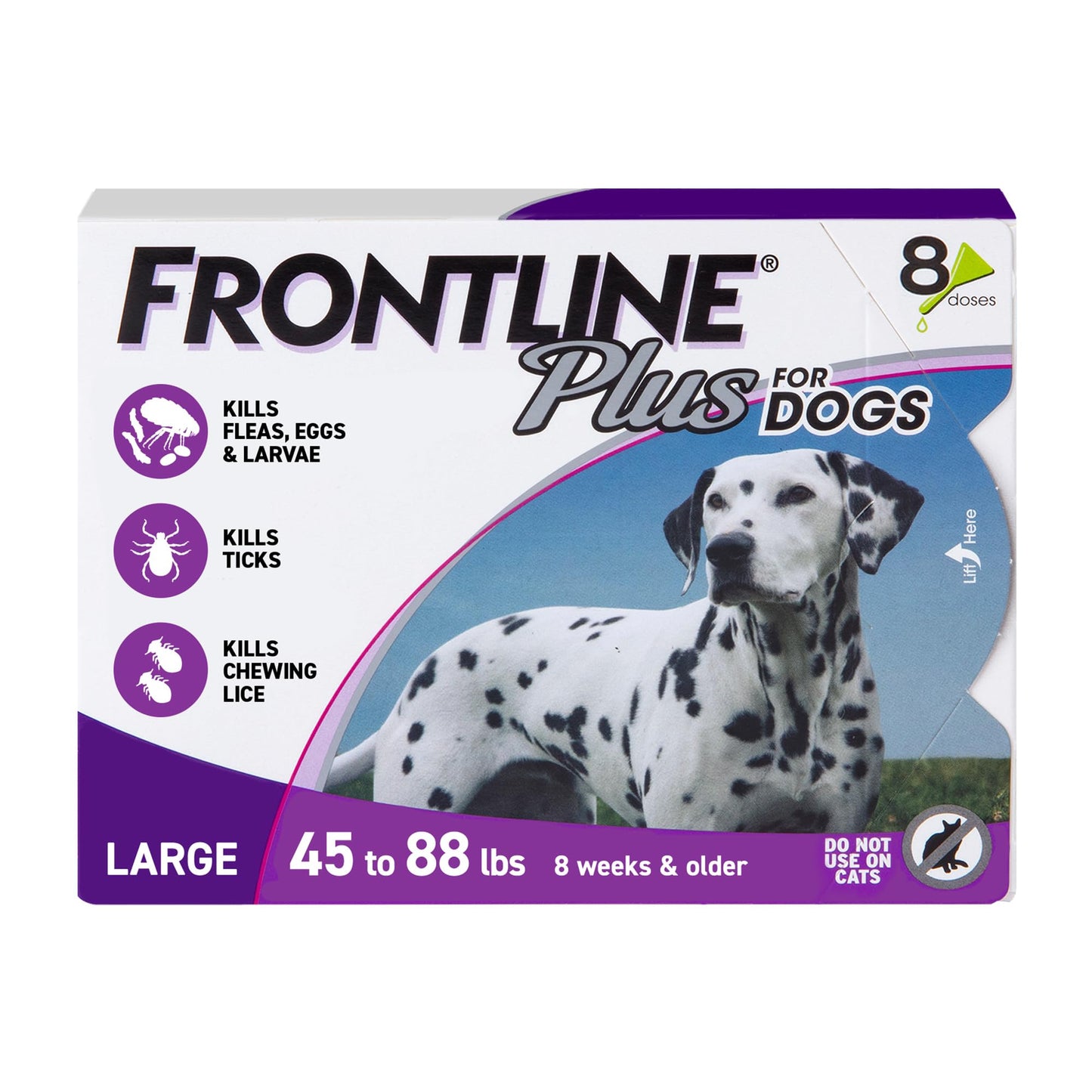 HOTFRONTLINE Plus Flea & Tick Spot Treatment for Large Breed Dogs 45-88 lbs. (Purple) Count of 3 | Count of 3, Trusted by pet owners for over 20 years,² kills fleas, ticks & chewing lice, waterproof 24 hr