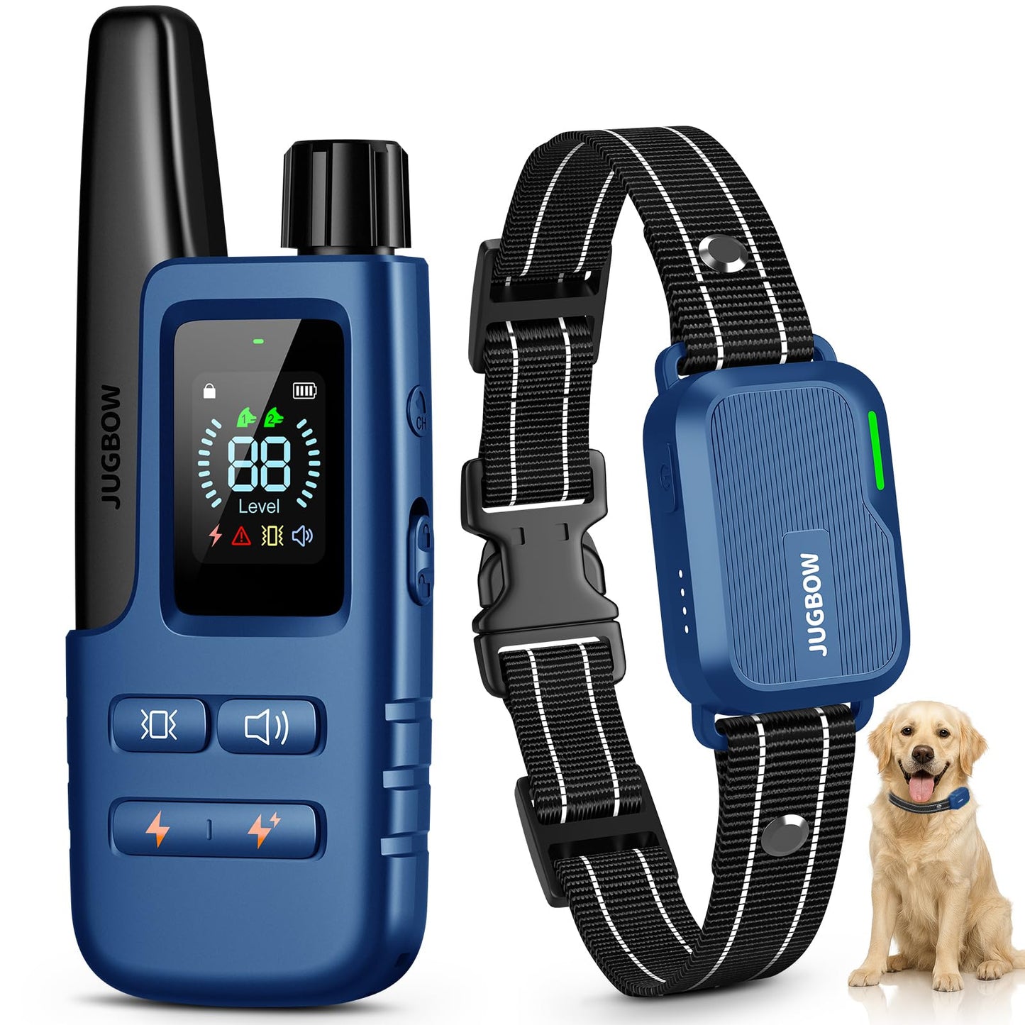 HOTDog Shock Collar - 4500FT Dog Training Collar with Remote, IPX8 Waterproof Electric Dog Collar with 4 Training Modes, Security Lock, Rechargeable eCollar for 10-120lbs Dogs(Green 2 Pack)