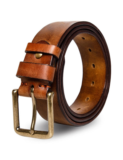 HOTThicken Full Grain Leather Mens Belt Heavy Duty Mens Work Belt Mens Belt High Hardness Buckle Packed In Gift Box