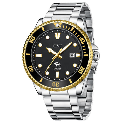 HOTCIVO Sport Wrist Watches for Men: Classic Analog Watch with Date Luminous - Silicone Strap & Waterproof - Casual Men's Watch for Outdoor Camping Cycling