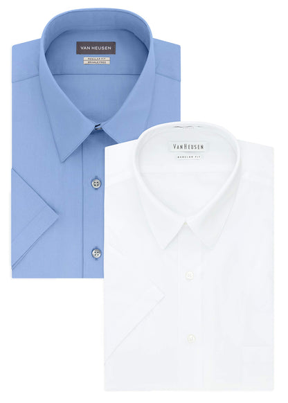 HOTVan Heusen Men's Short Sleeve Dress Shirt Regular Fit Poplin Solid