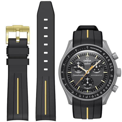 HOTBands for Moonswatch Watch,Curved No Gap Rubber Strap Compatible with Omega X Swatch Moonswatch Speedmaster/Rolex/SEIKO 20mm Watch,Swatch Omega Moonswatch Speedmaster Watch Replacement Band Men Women