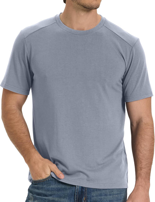 HOTBAMBOO COOL Men's T-Shirts Short Sleeve Heavyweight Crew Neck T Shirt for Men Moisture Wicking Casual Tees