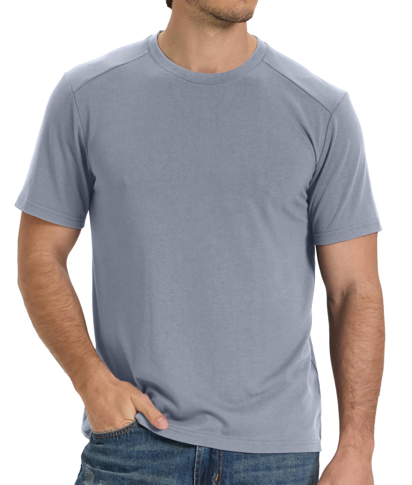 HOTBAMBOO COOL Men's T-Shirts Short Sleeve Heavyweight Crew Neck T Shirt for Men Moisture Wicking Casual Tees