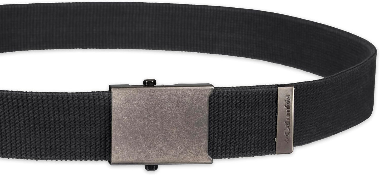 HOTColumbia Men's Military Plaque Buckle Fabric Belt- One Size 42" Length - Everyday and Outdoor Wear