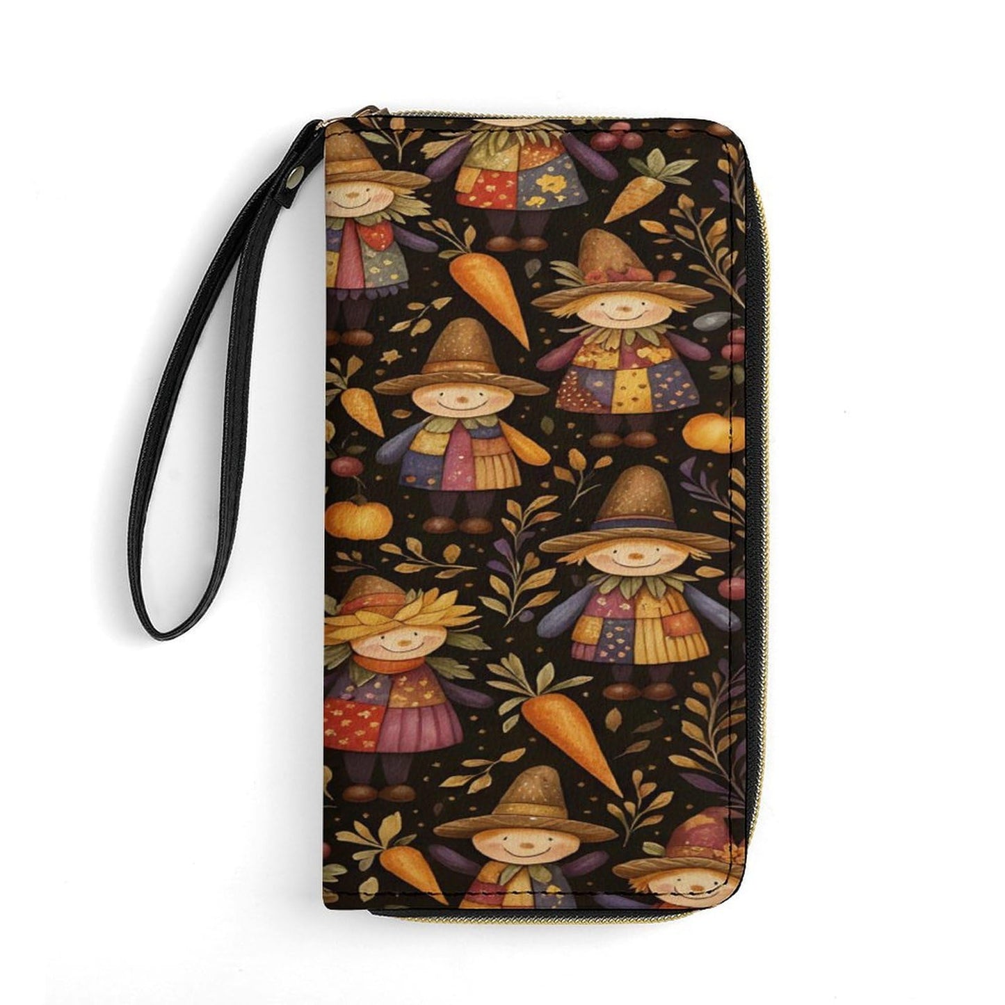 HOTHalloween Pumpkin Pattern Women's Wallet Wristlet Zipper Purse with Hand Strap Travel Credit Card Holder for Daily Use Gifts