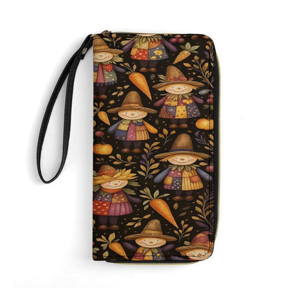 HOTHalloween Pumpkin Pattern Women's Wallet Wristlet Zipper Purse with Hand Strap Travel Credit Card Holder for Daily Use Gifts