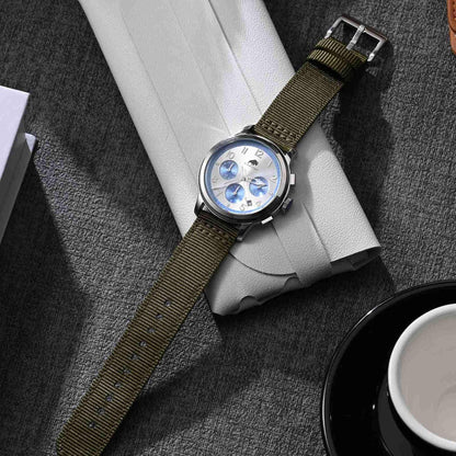 HOTBISONSTRAP Men’s Nylon Watch Bands, Two-Piece Military Watch Straps, Quick Release, Brushed Buckle, Band Width 18mm 19mm 20mm 22mm