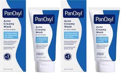 HOTPanOxyl Antimicrobial Acne Creamy Wash, 4% Benzoyl Peroxide, 6 Ounce