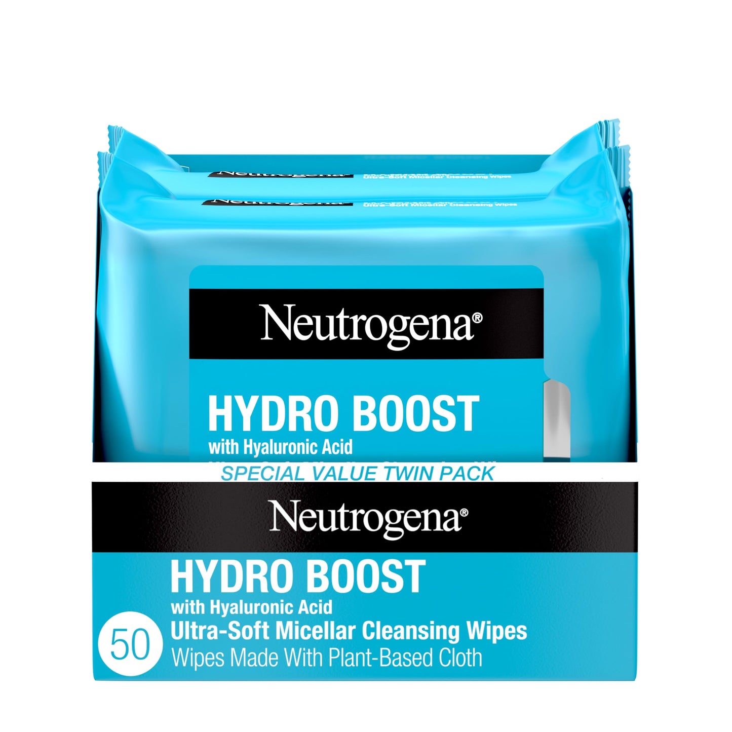 HOTNeutrogena Hydro Boost Cleansing Wipes Makeup Remover for Face Micellar Gently Removes Oil, Dirt, and Waterproof Makeup Daily with Hydrating Hyaluronic Acid, 25 ct