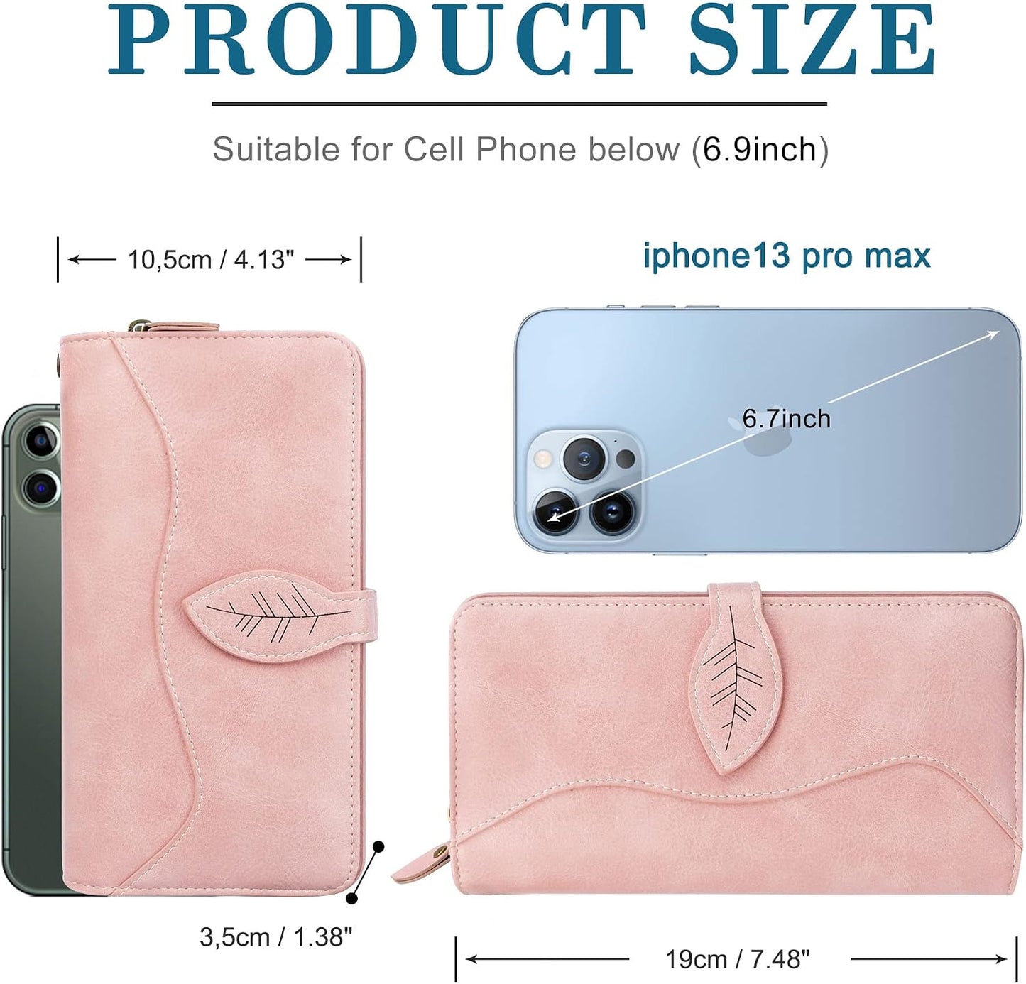 HOTCONISY RFID Wallet Women Large Capacity, Long Leather Clutch Wallet Credit Card Holder for Women with Wristlet