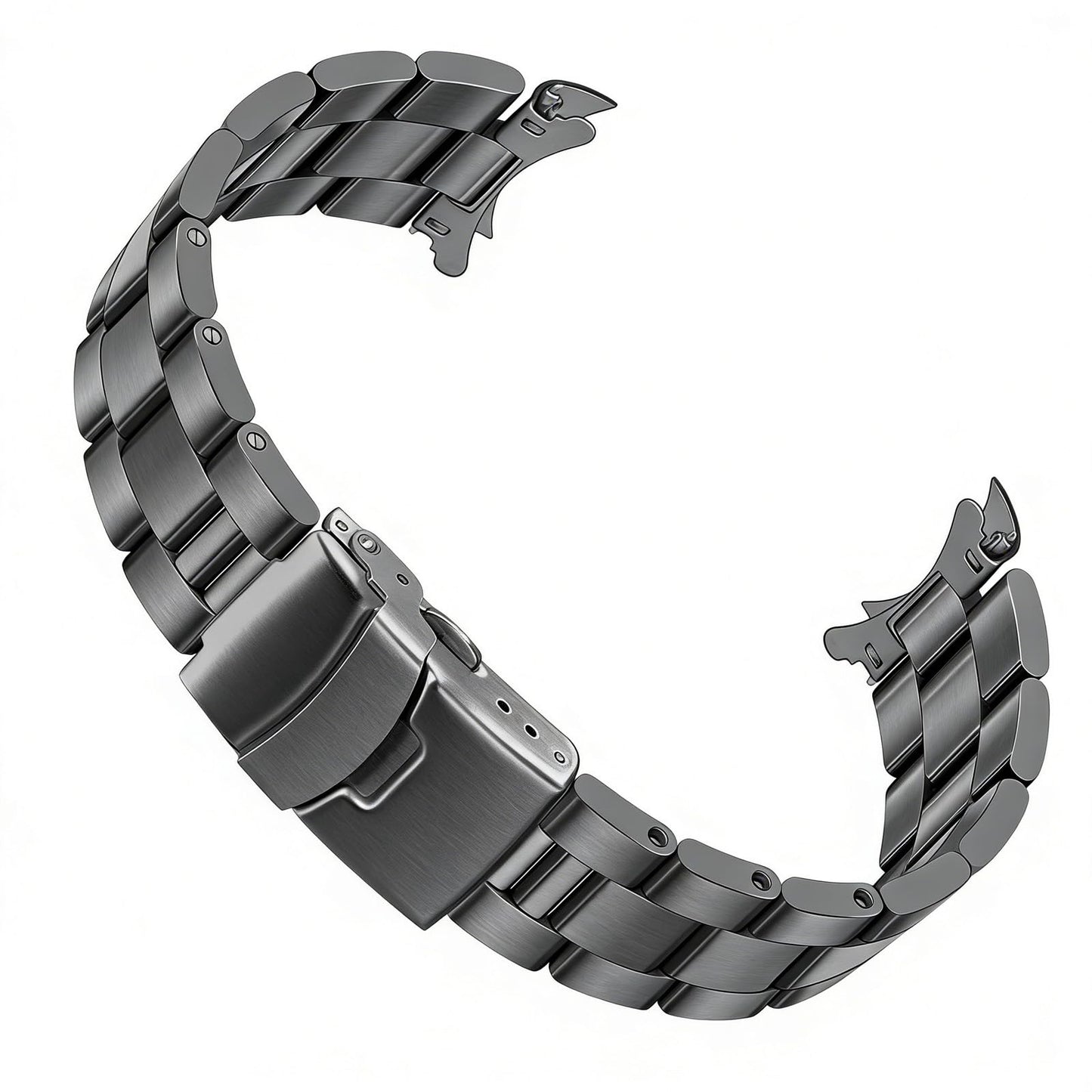 HOTJuntan Stainless Steel Curved Solid End Tapered Watch Band, 18mm 20mm 21mm 22mm Watch Bands Metal Watch Strap Bracelet Replacement Deployment Double Buckle Silver Black Silver Gold