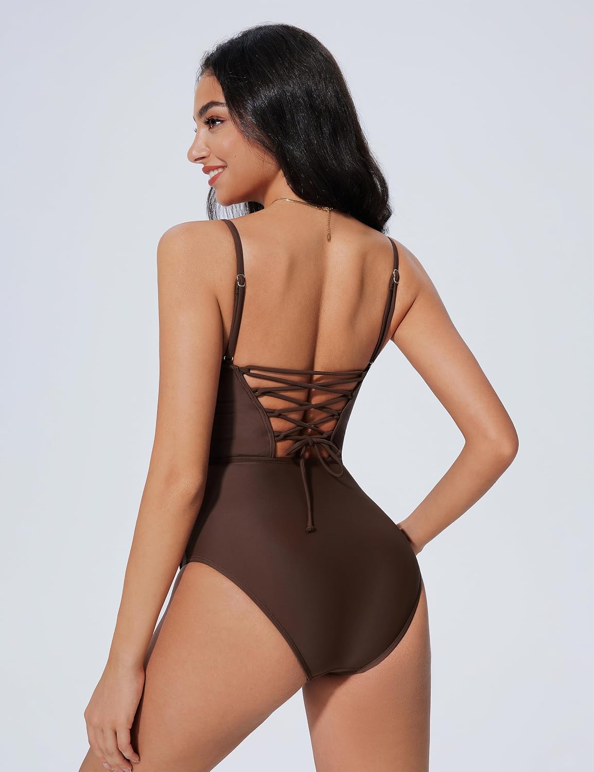 HOTSUUKSESS Women One Piece Tummy Control Swimsuit Crisscross Backless Bathing Suit
