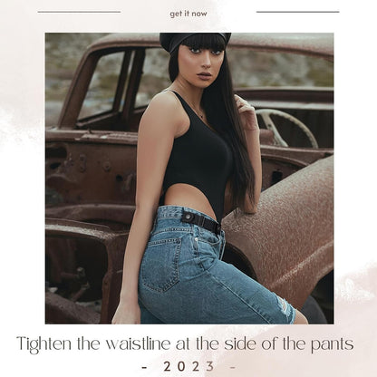 HOTBELTROAD No Buckle Belts for Men Women Side Belt without Buckle Elastic Stretch Adjustable Invisible Belt