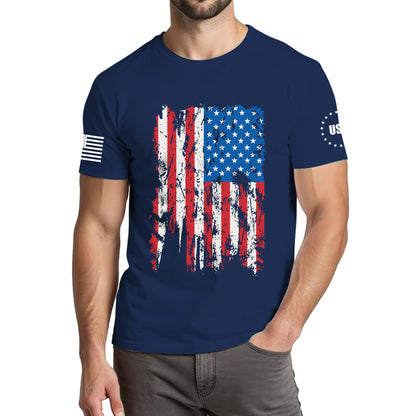 HOTXLIEVO 4th of July Shirts Men:USA American Flag Patriotic Independence Day Higher Quality Short Sleeve T-Shirt