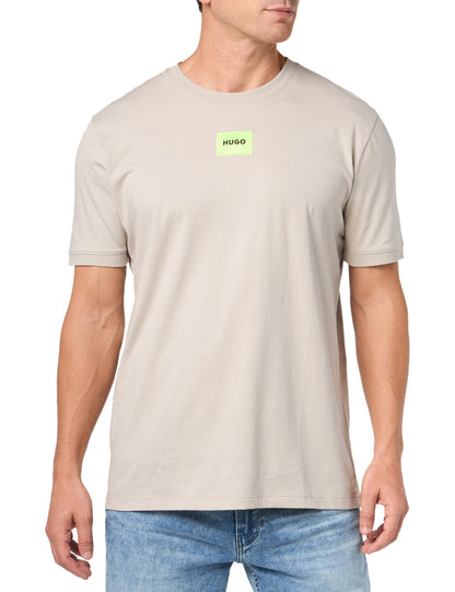 HOTHugo Mens Ribbed Crew Neck Regular Fit Center Logo T-Shirt