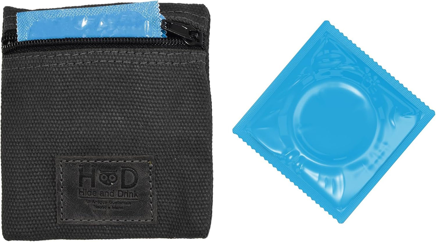 HOTHide & Drink, Water Resistant Waxed Canvas Condom Pouch, Change Valuables Tech Pocket Purse, Classic Partner Gift, Travel & Honeymoon Essentials, Handmade