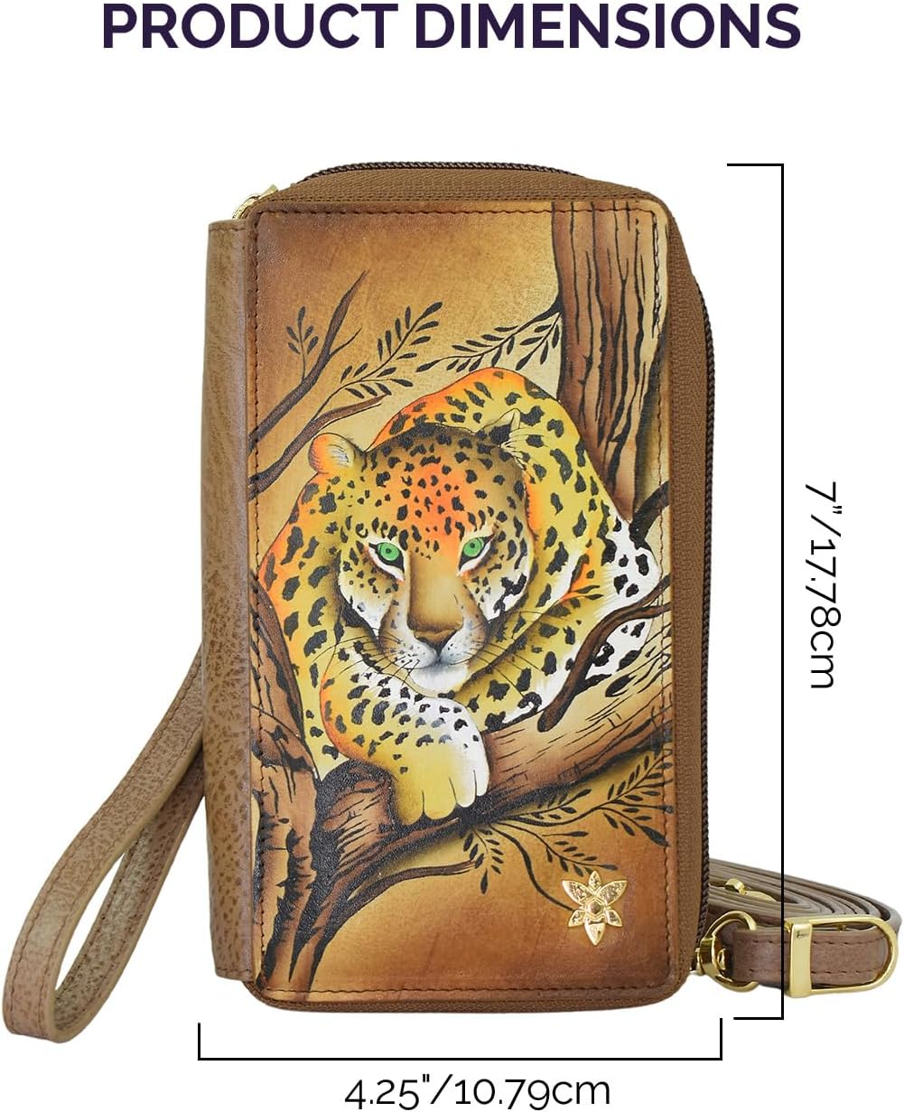 HOTAnuschka Women's Original Hand-Painted Genuine Leather RFID Blocking Smartphone Case & Wallet