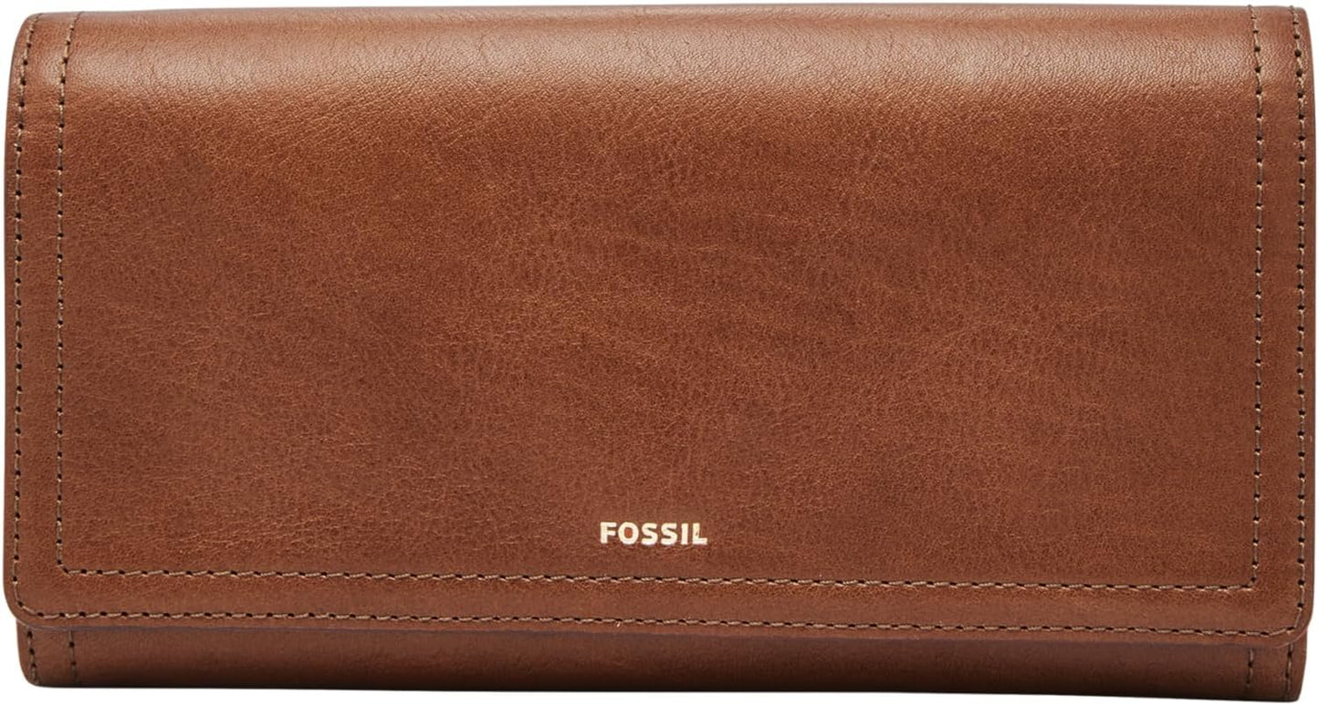 HOTFossil Women's Logan Leather Wallet RFID Blocking Flap Clutch Organizer