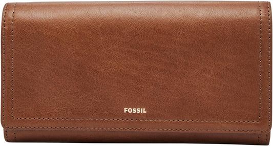 HOTFossil Women's Logan Leather Wallet RFID Blocking Flap Clutch Organizer