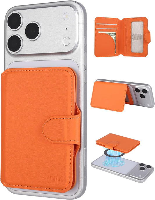 HOTSmall wallet for women,Magsafe Wallet for iphone,Credit Card Holder | magnetic wallet for iphone 17/16/15/14/13/12 Series,RFID Protection,Holds 6 Cards,ID Window,Cash Slot,Thin,Pocket Fit,Orange