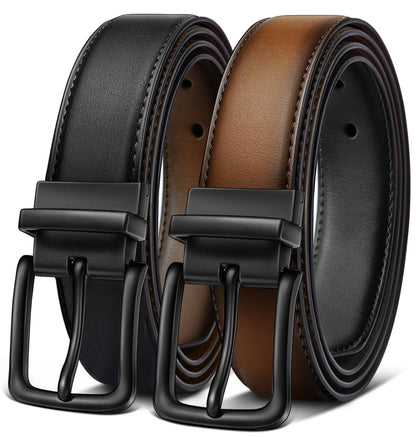 HOTBULLIANT Men's Belt,Reversible Belt Adjustable For Gift Men 1.25”-Cut For Fit-2 Sides in 1 Belt(Not 2)