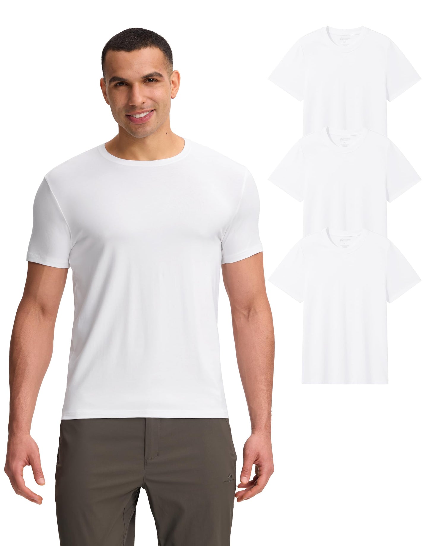 HOTPioneer Camp Mens Bamboo Shirts Ultra Soft Plain Tshirts for Men Cooling Crew Neck Casual Basic Tee Shirt Undershirt