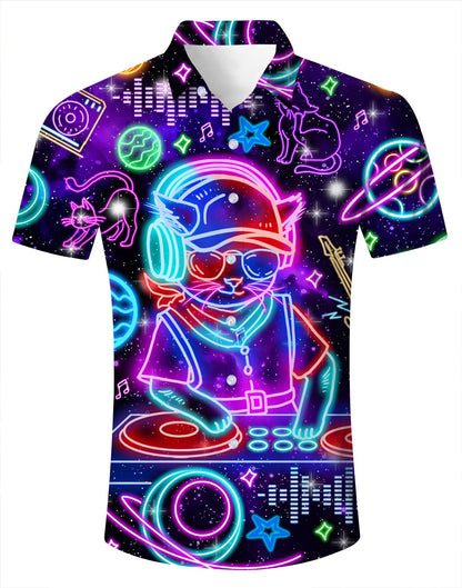 HOTuideazone Mens Funny Hawaiian Shirts 3D Graphic Button Down Short Sleeve Tropical Holiday Beach Aloha Shirt