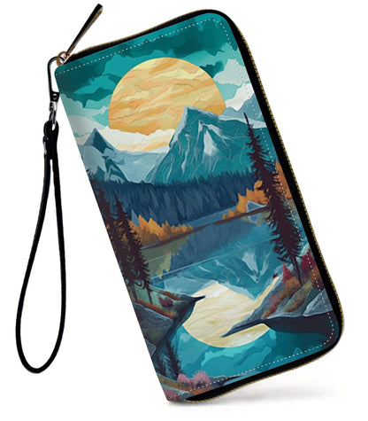 HOTWomens Wallet, Large Capacity RFID Blocking PU Leather Wristlet Wallets for Women Ladies Men Credit Card Holder Zipper Wallet Phone Holder Clutch Travel Purse, Art Moon Starry Night