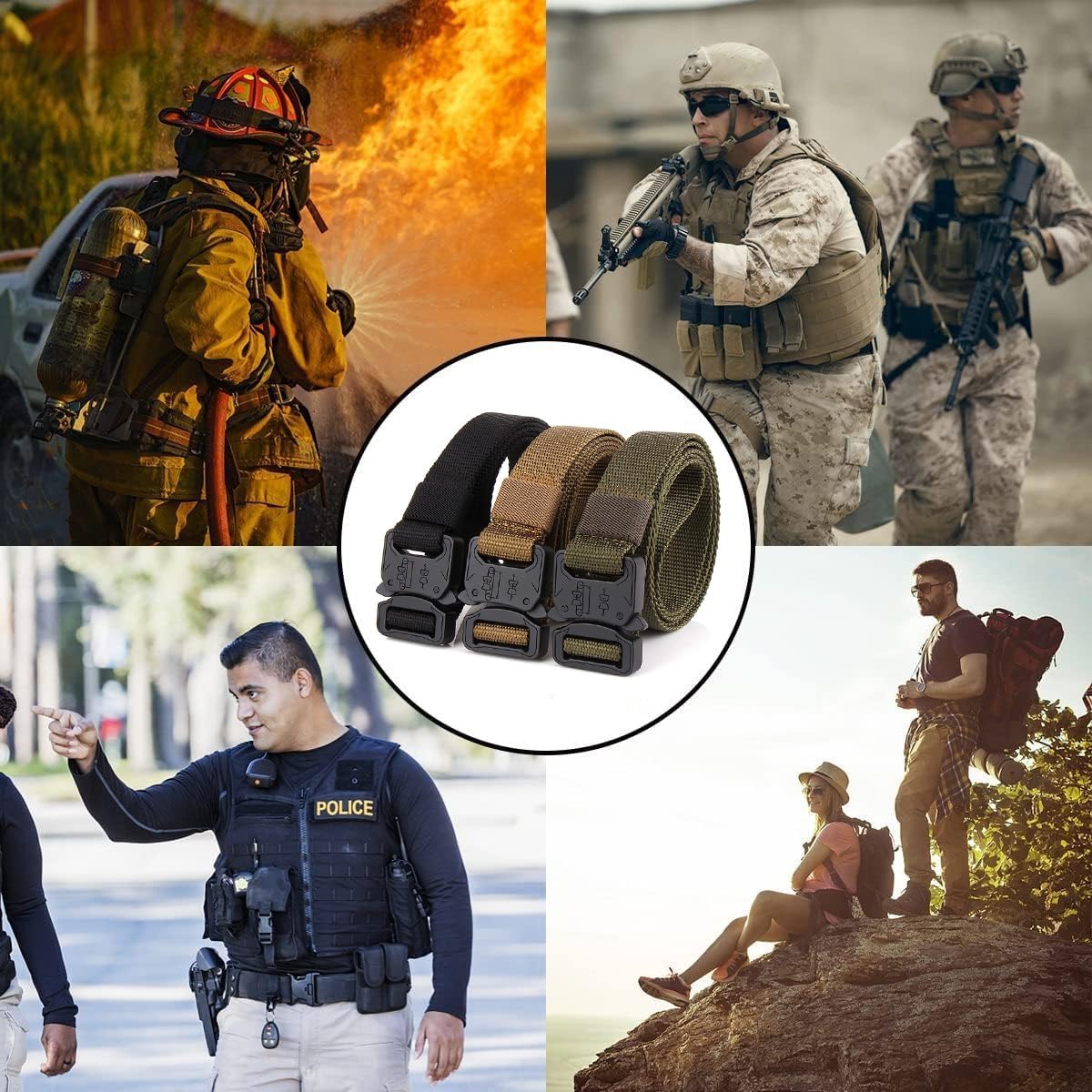HOT1 inch Tactical Belt for Men, Military Nylon Web Work Belts, Quick Release Buckle Belts