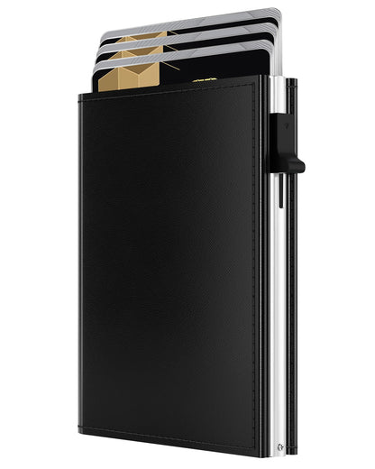 HOTQLD RFID Wallet Women - Small Slim Trifold Wallet Anti-Theft Pop up Card Holder, Minimalist, Ultra Thin, Front Pocket, Premium Leather, 9-11 Cards Capacity | ID Window | Cash Slot