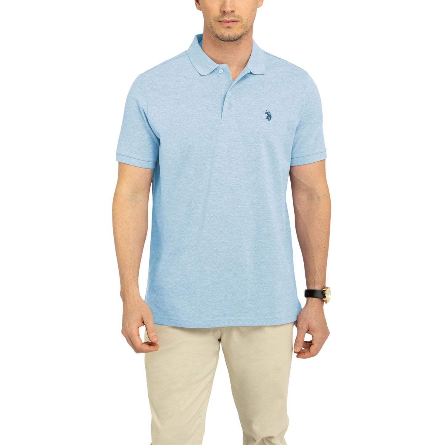 HOTU.S. Polo Assn. Men's Classic Polo Shirt, Two-Button Closure Pique Polo Shirt, Summer Fashion Golf Shirt | Two-Button Closure Pique Polo Shirt, Summer Fashion Golf Shirt