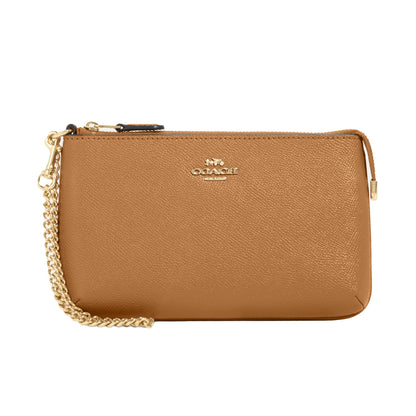HOTCoach Women's Crossgrain Leather Wristlet W Chain