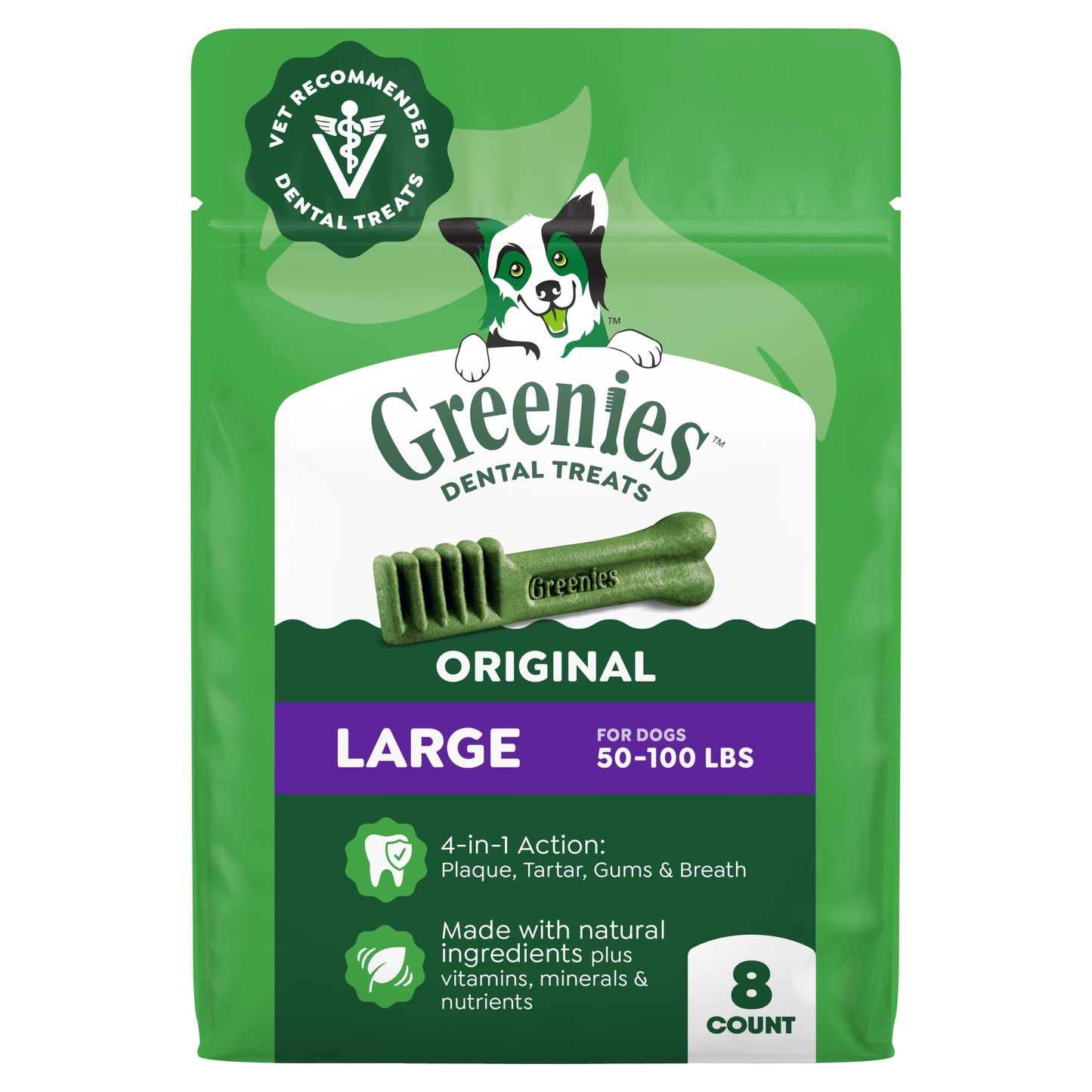 HOTGreenies Large Natural Dental Dog Treats, Original Flavor, 24 Count | Veterinarian-recommended, 47% less tartar & 40% less plaque in 28 days, cleans to gumline, for dogs 50-100 lbs, 36 oz. Pack