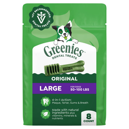 HOTGreenies Large Natural Dental Dog Treats, Original Flavor, 24 Count | Veterinarian-recommended, 47% less tartar & 40% less plaque in 28 days, cleans to gumline, for dogs 50-100 lbs, 36 oz. Pack
