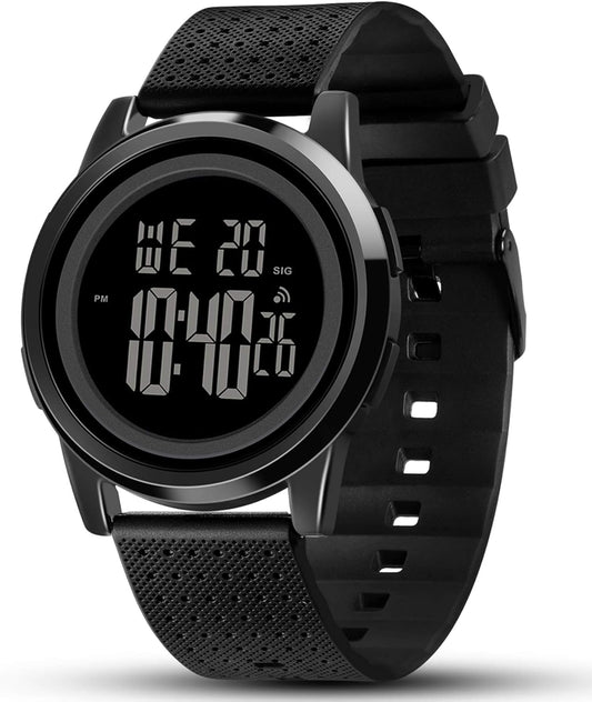 HOTYUINK Mens Watch Ultra-Thin Digital Sports Watch Waterproof Stainless Steel Fashion Wrist Watch for Men Women