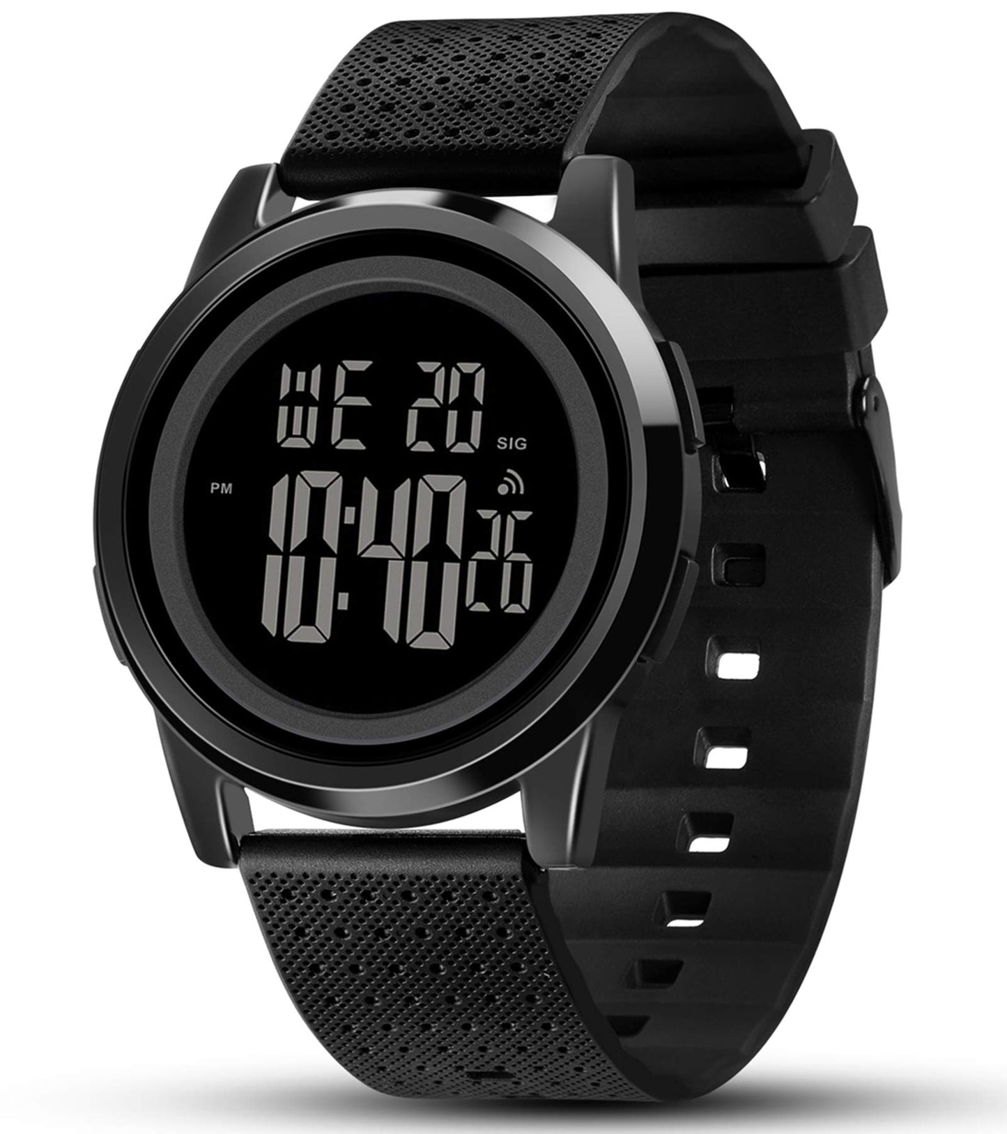 HOTYUINK Mens Watch Ultra-Thin Digital Sports Watch Waterproof Stainless Steel Fashion Wrist Watch for Men Women